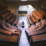 urbex old abandoned lecture hall somewhere in belgium